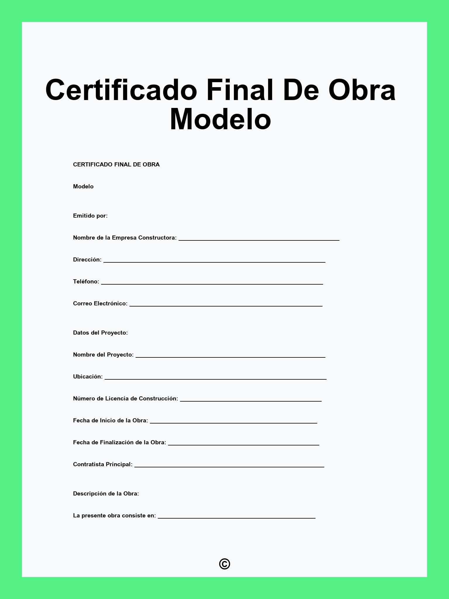 Certificado Final De Obra Modelo