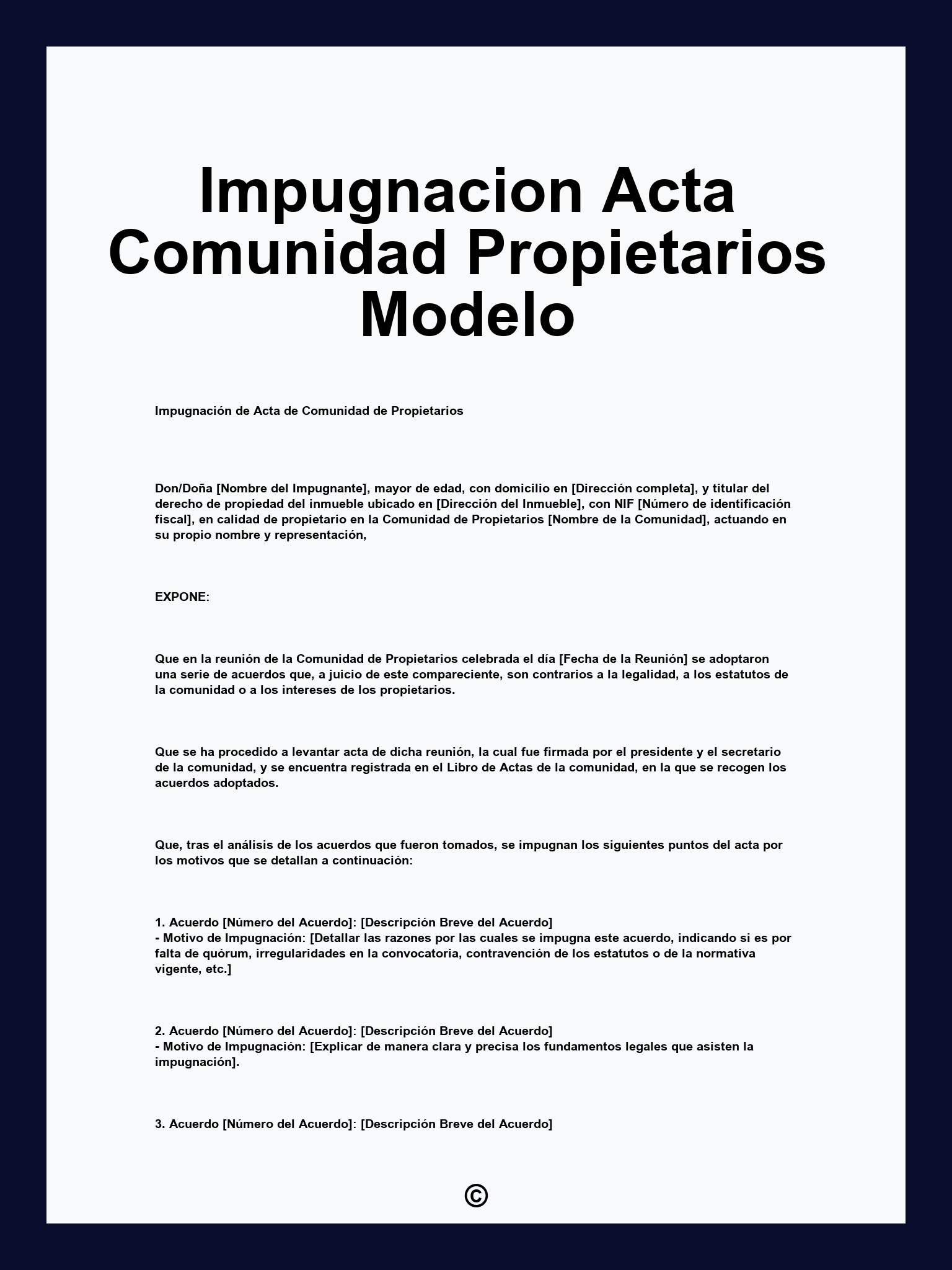 Impugnacion Acta Comunidad Propietarios Modelo