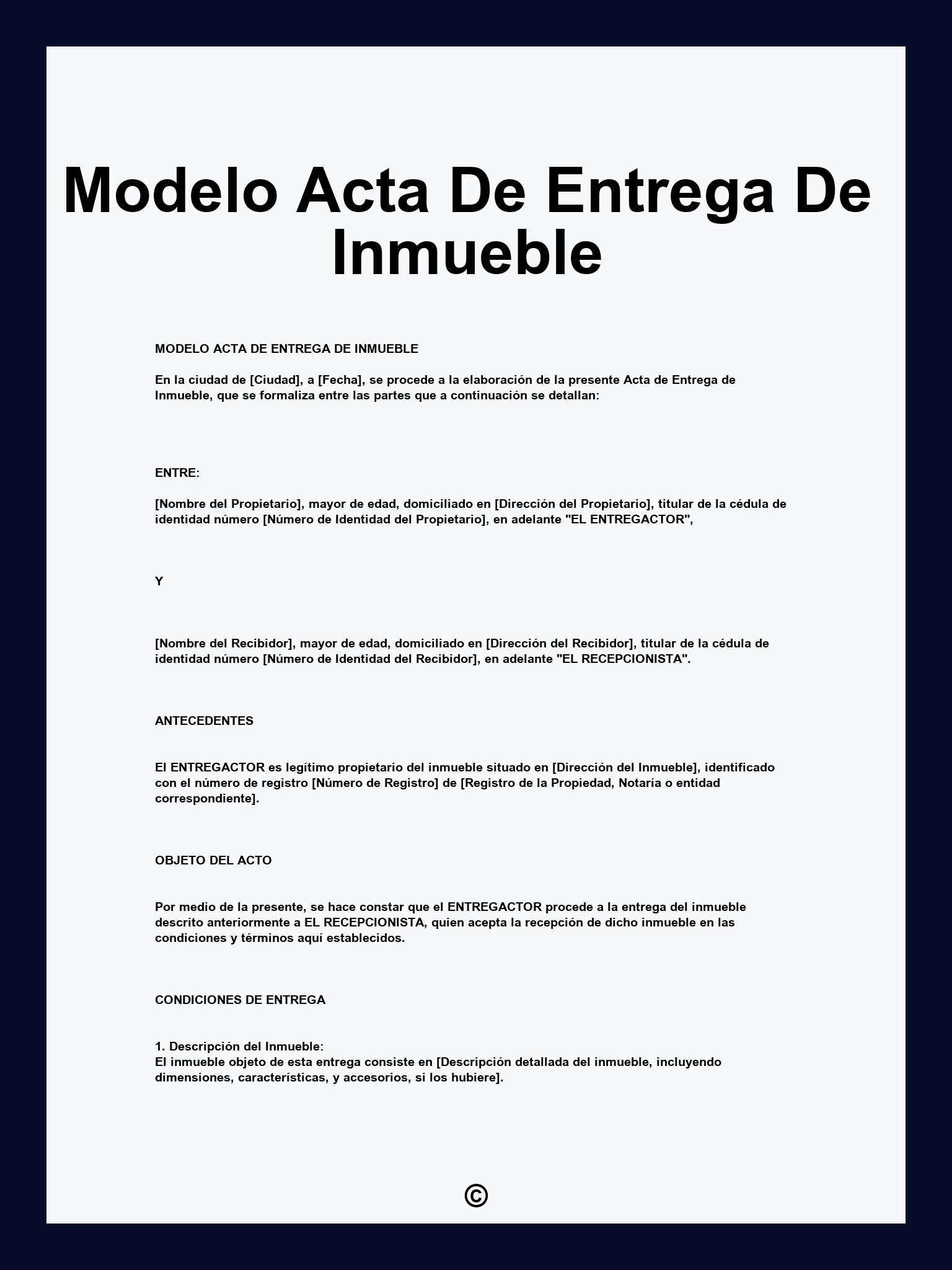 Modelo Acta De Entrega De Inmueble