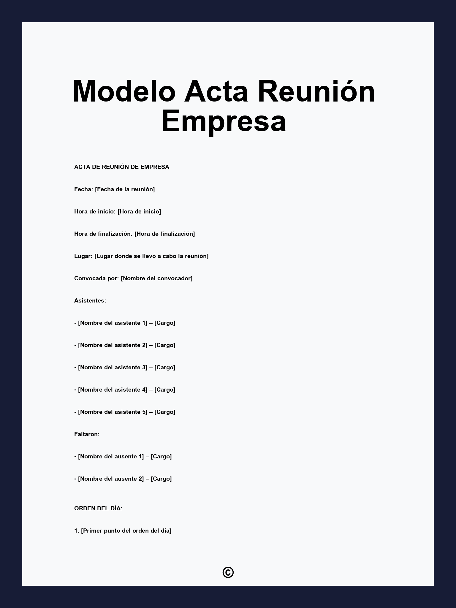 Modelo Acta Reunión Empresa