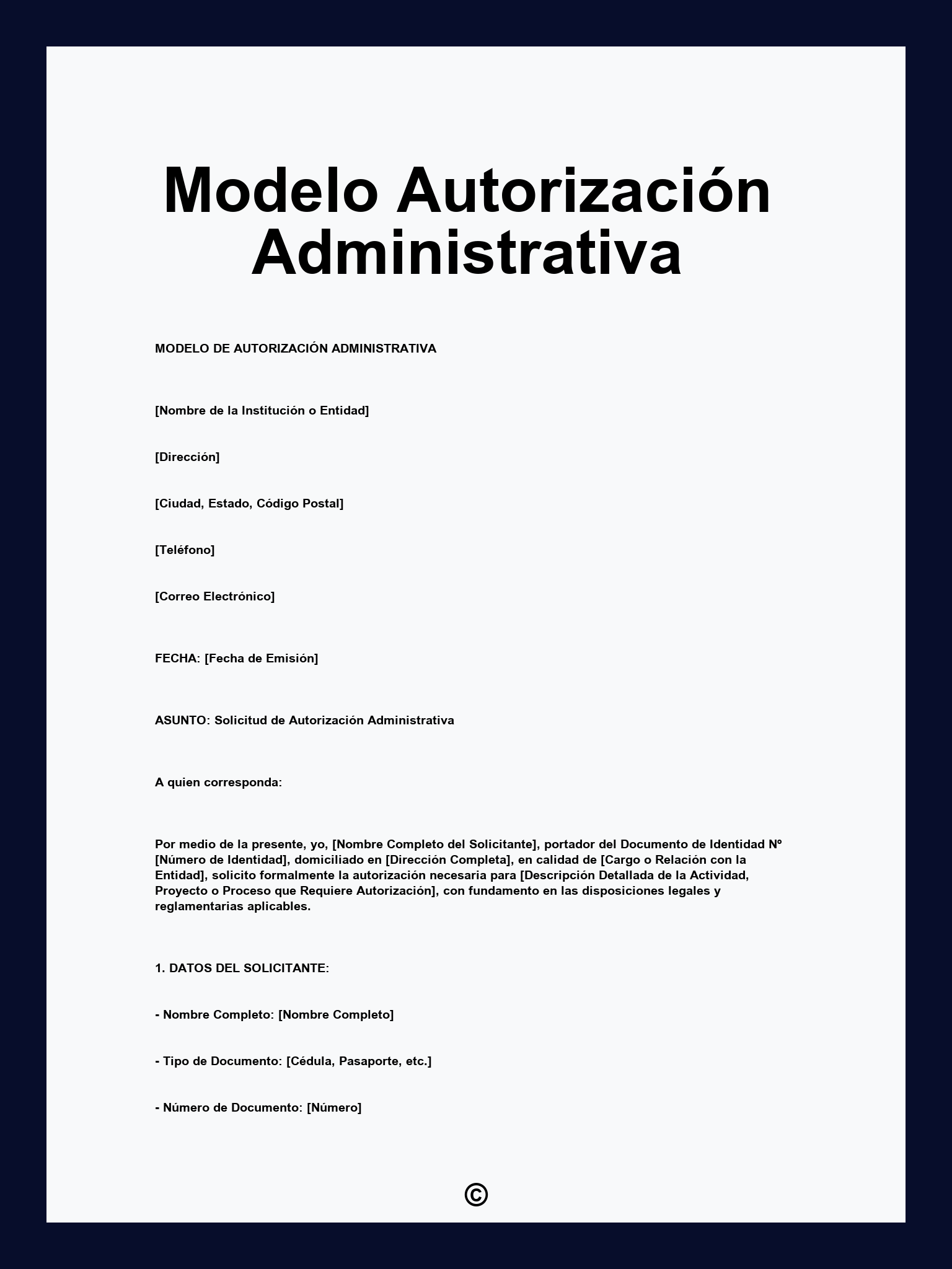 Modelo Autorización Administrativa