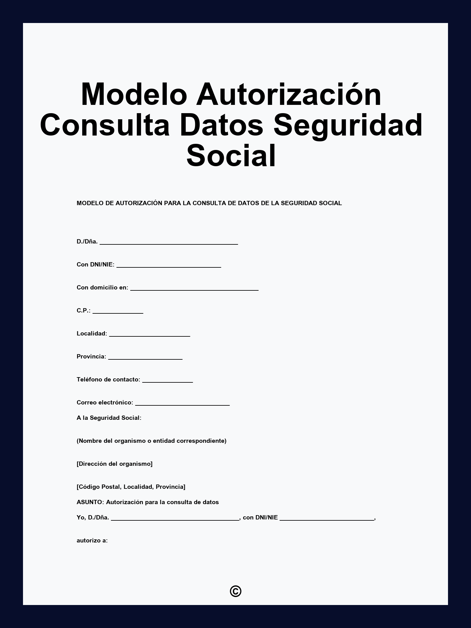 Modelo Autorización Consulta Datos Seguridad Social