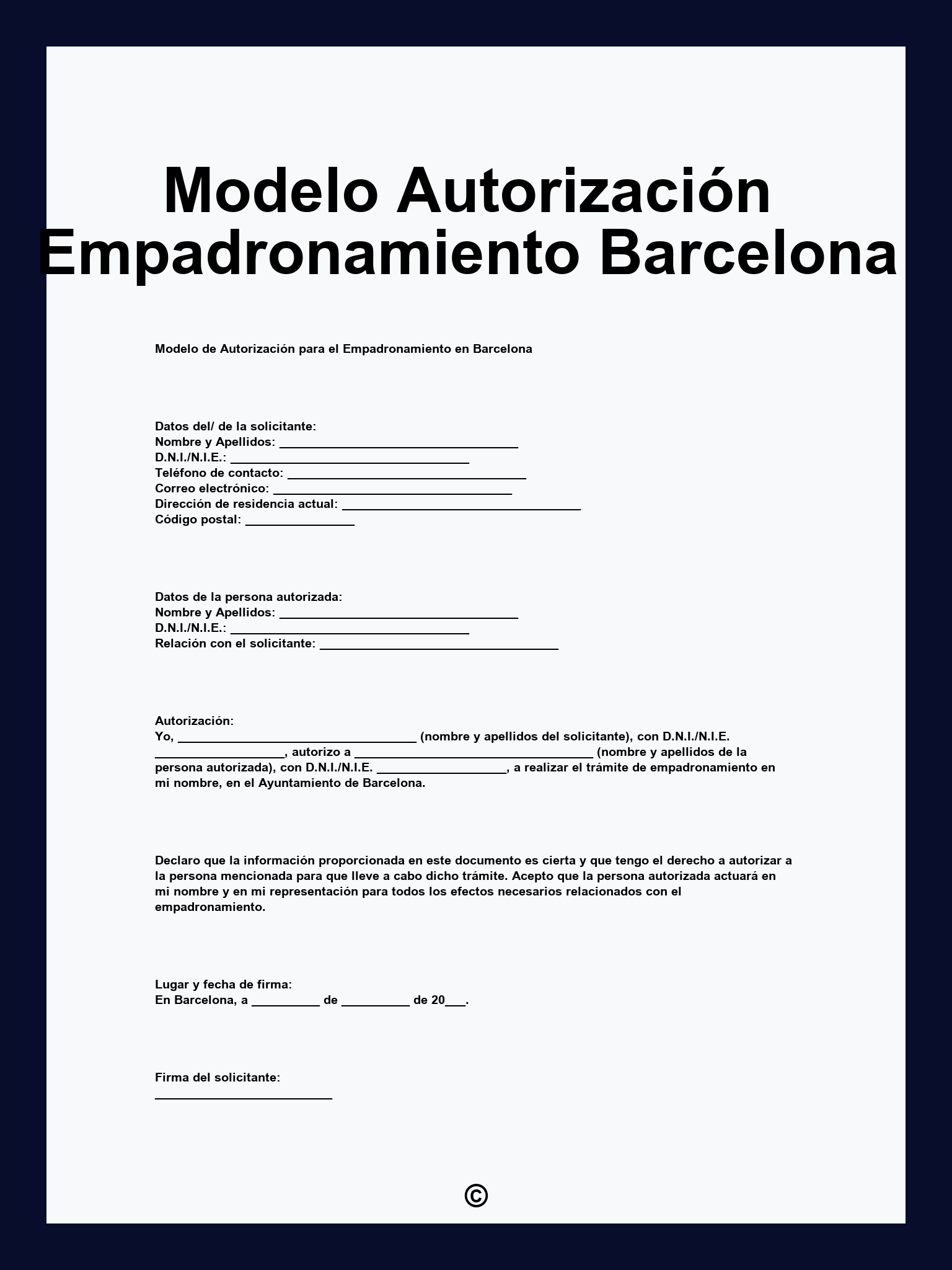 Modelo Autorización Empadronamiento Barcelona