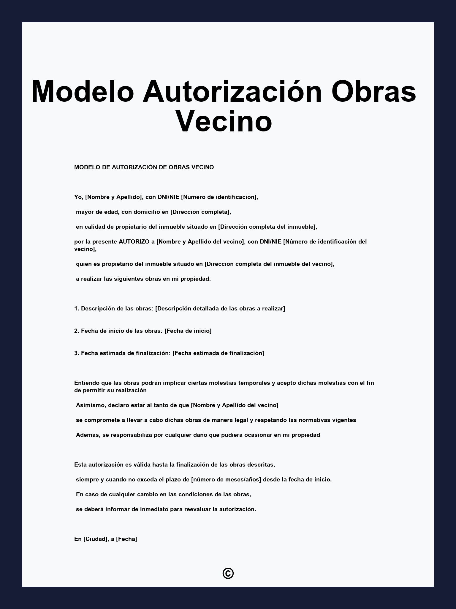 Modelo Autorización Obras Vecino