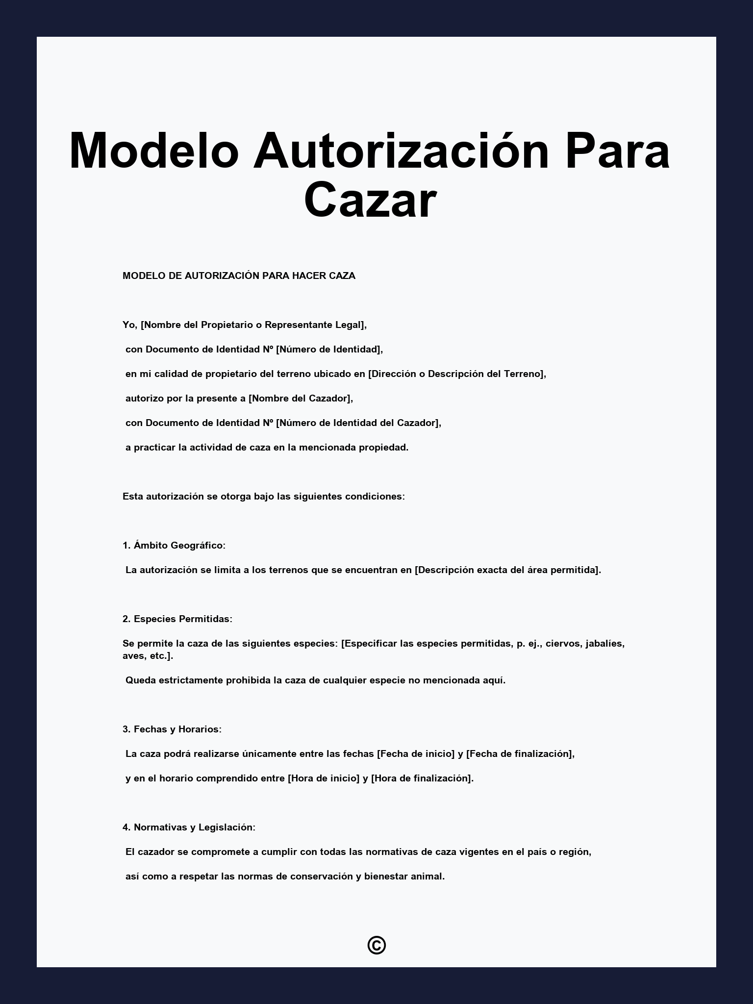 Modelo Autorización Para Cazar