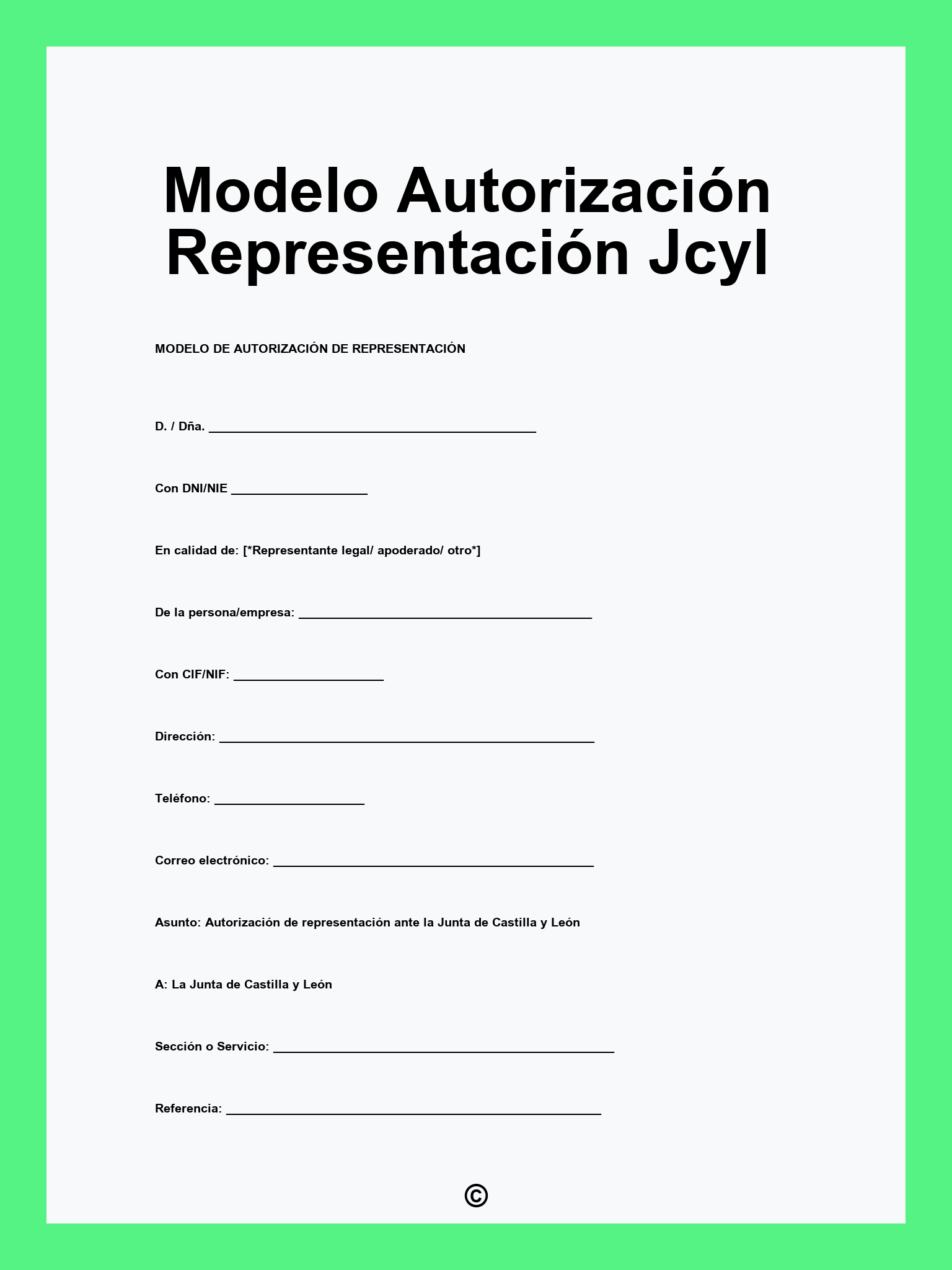 Modelo Autorización Representación Jcyl