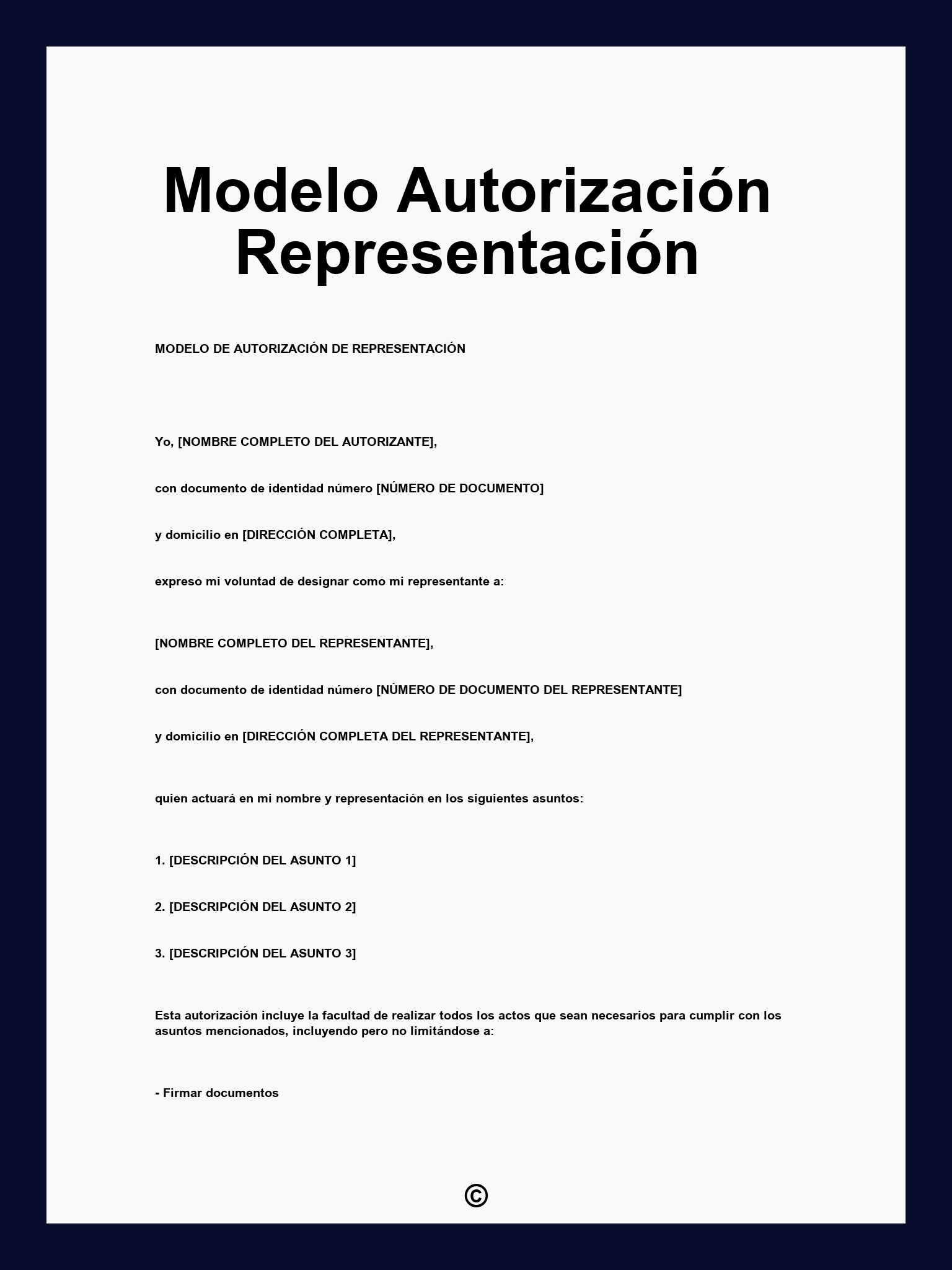 Modelo Autorización Representación