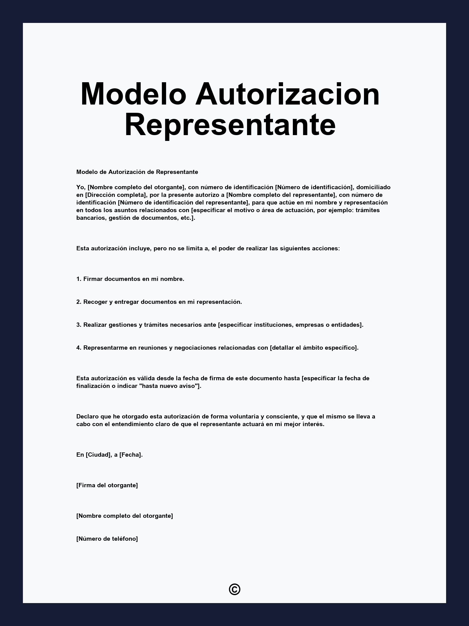 Modelo Autorizacion Representante