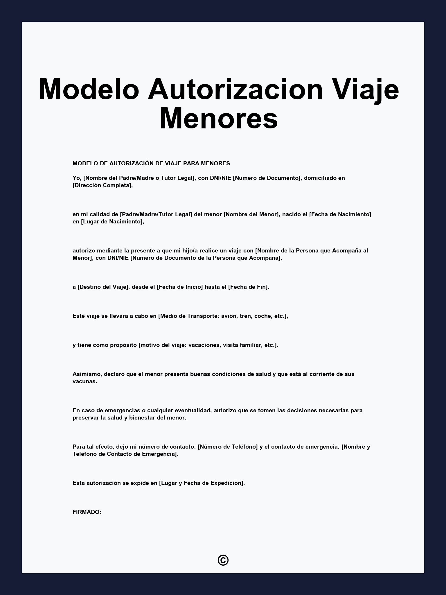 Modelo Autorizacion Viaje Menores