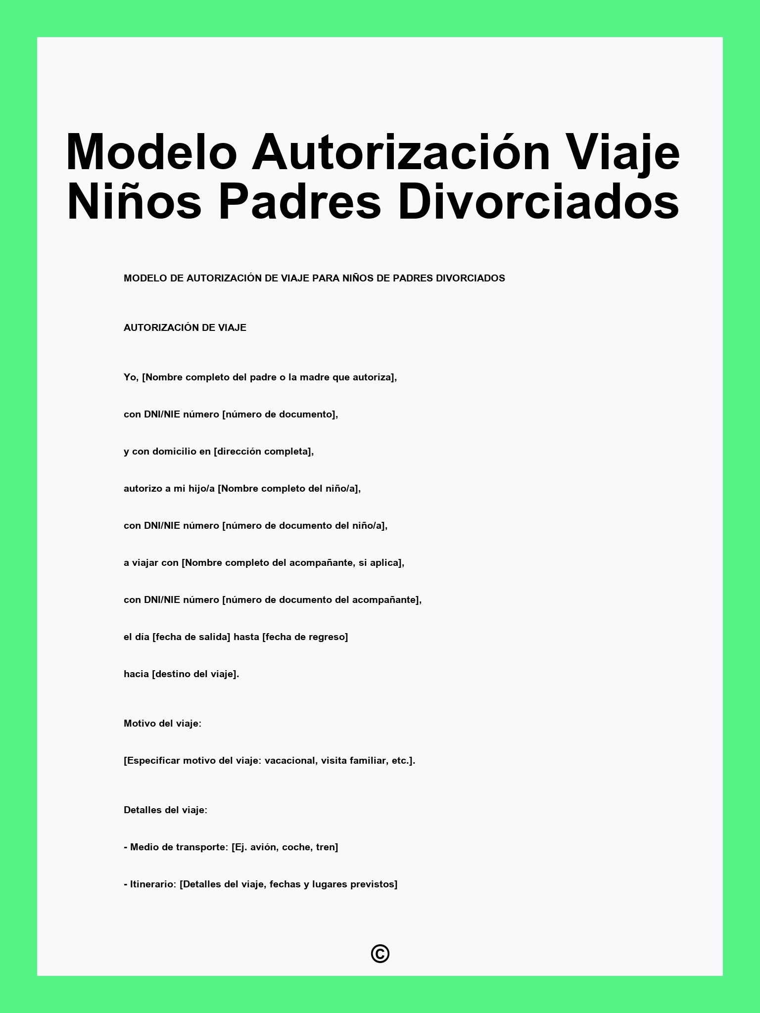 Modelo Autorización Viaje Niños Padres Divorciados
