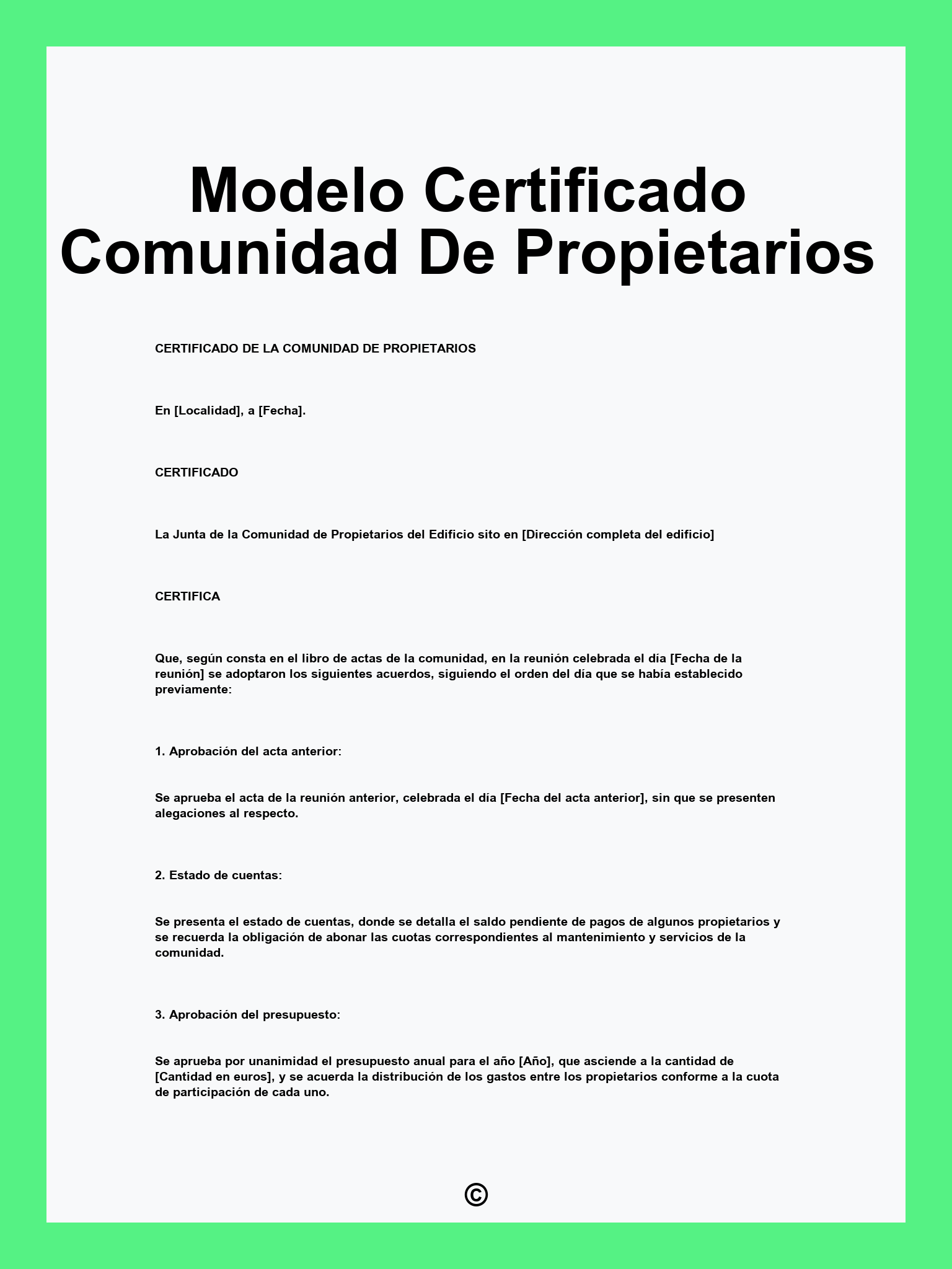Modelo Certificado Comunidad De Propietarios
