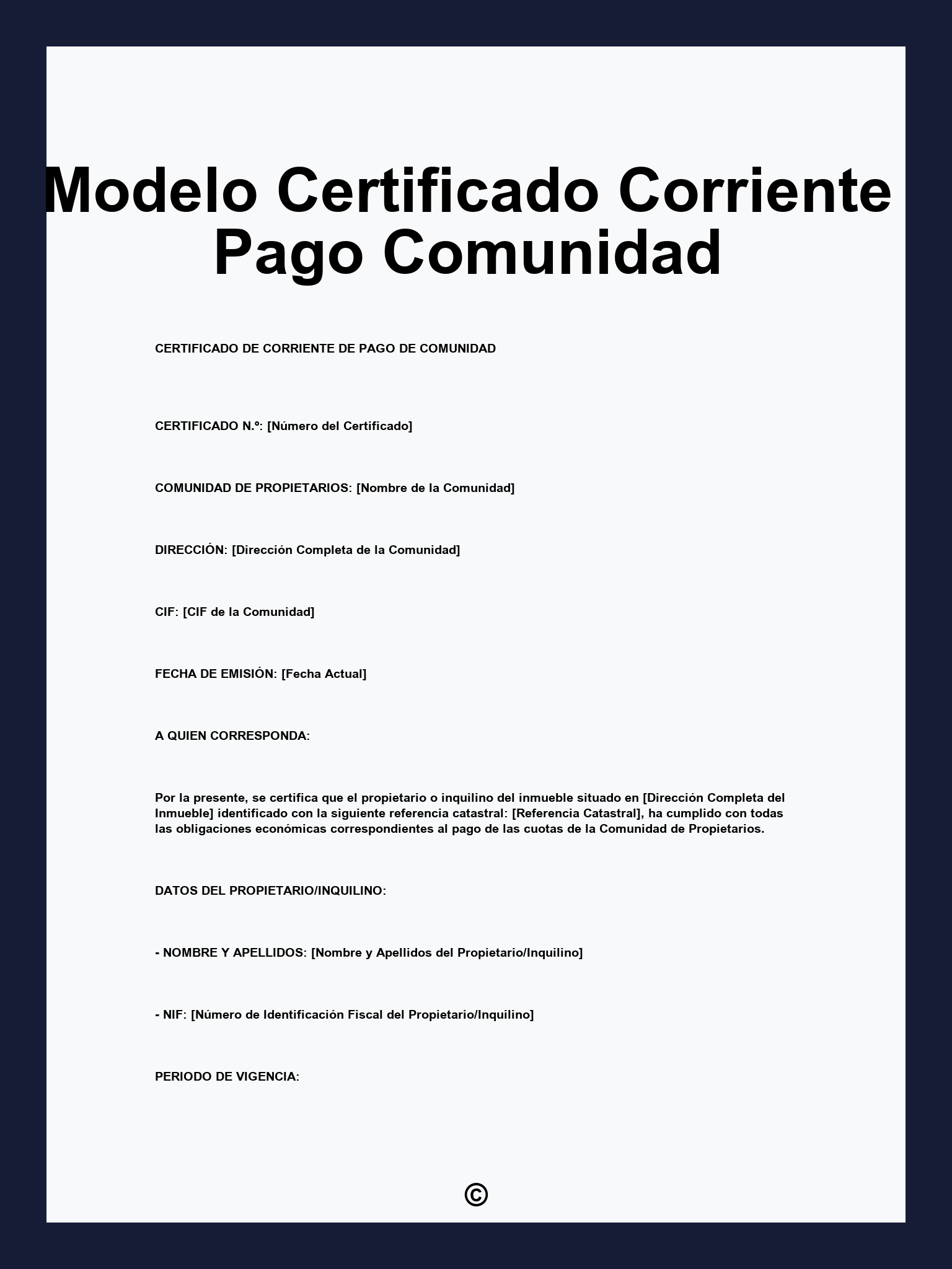Modelo Certificado Corriente Pago Comunidad