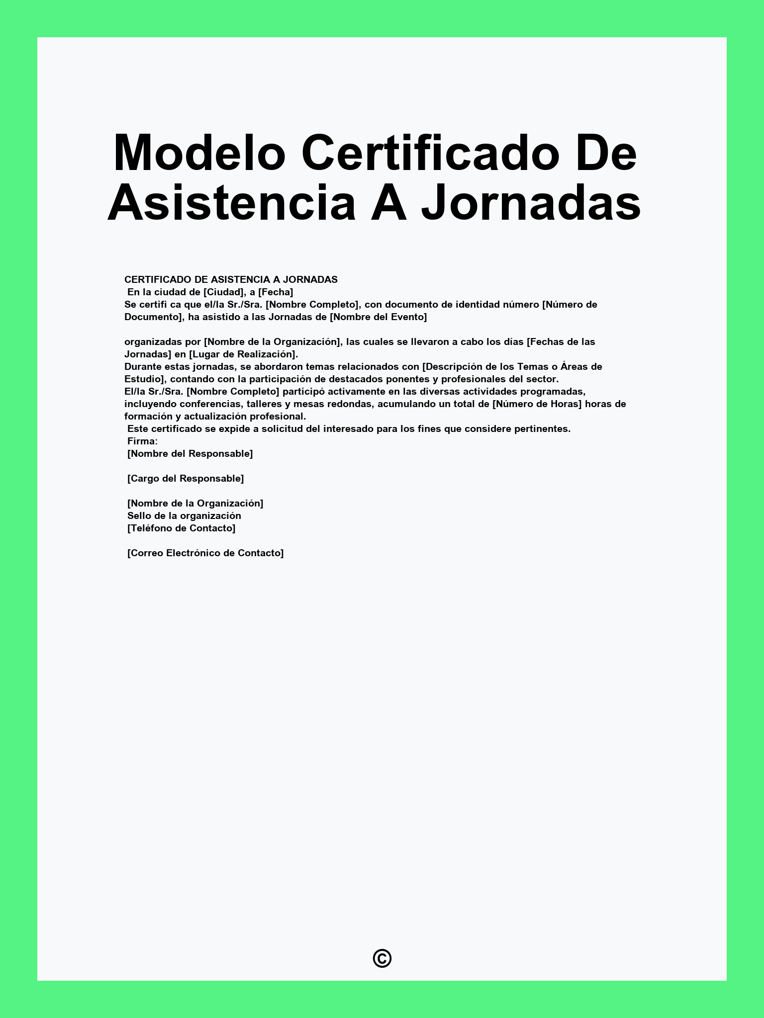 Modelo Certificado De Asistencia A Jornadas
