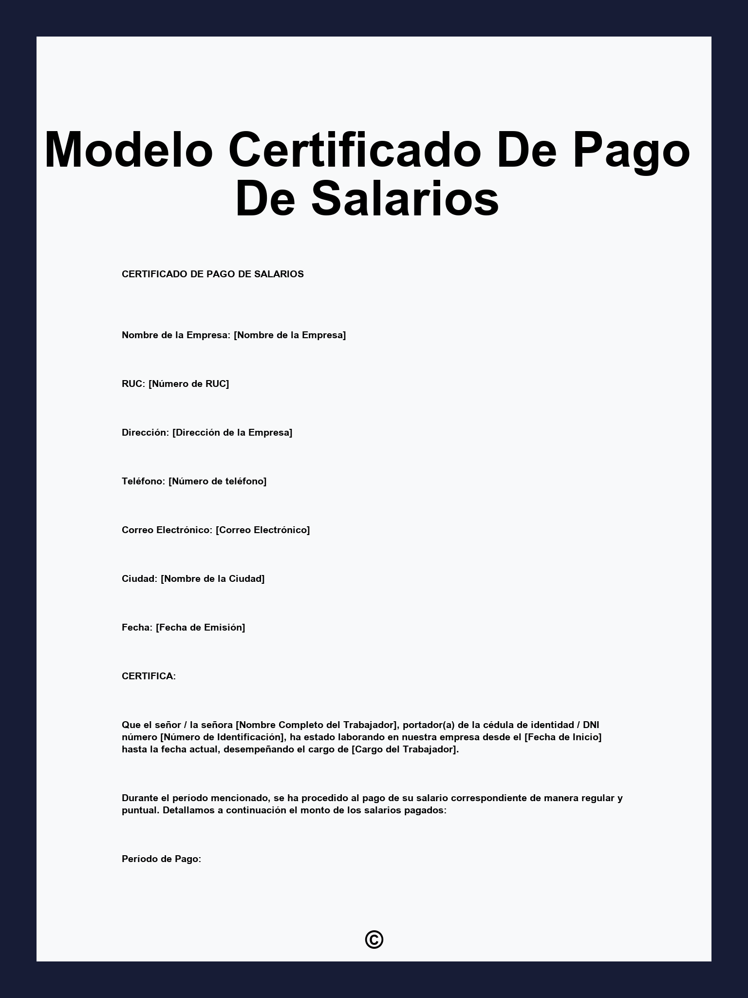 Modelo Certificado De Pago De Salarios