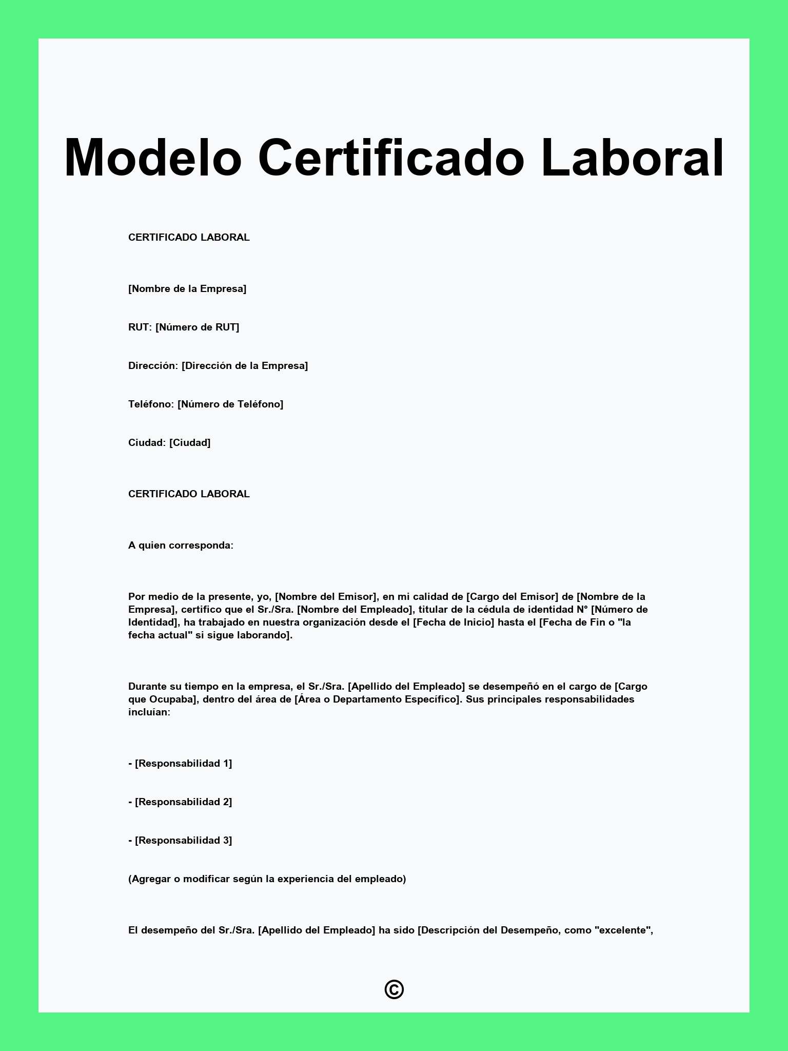 Modelo Certificado Laboral