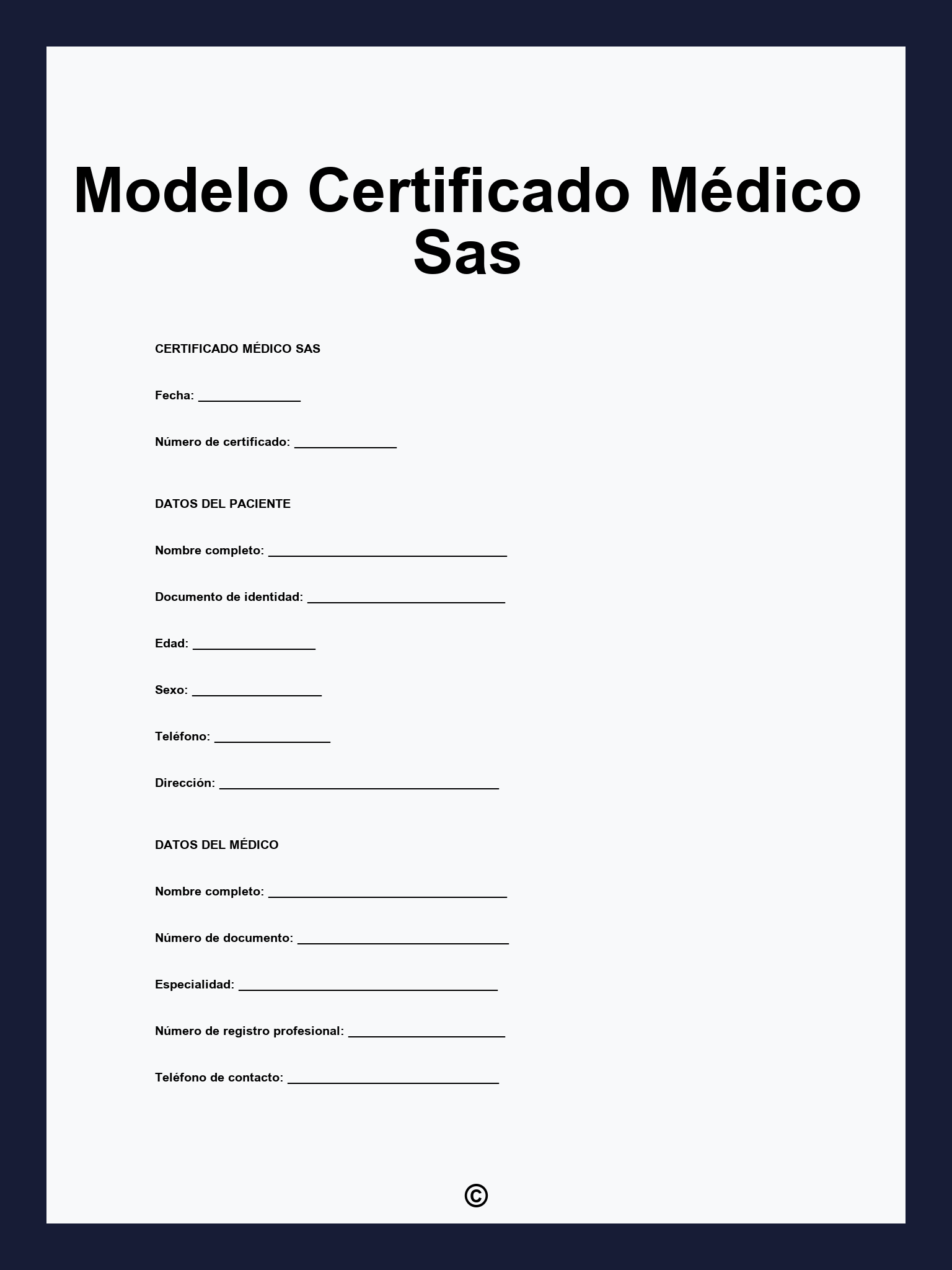 Modelo Certificado Médico Sas