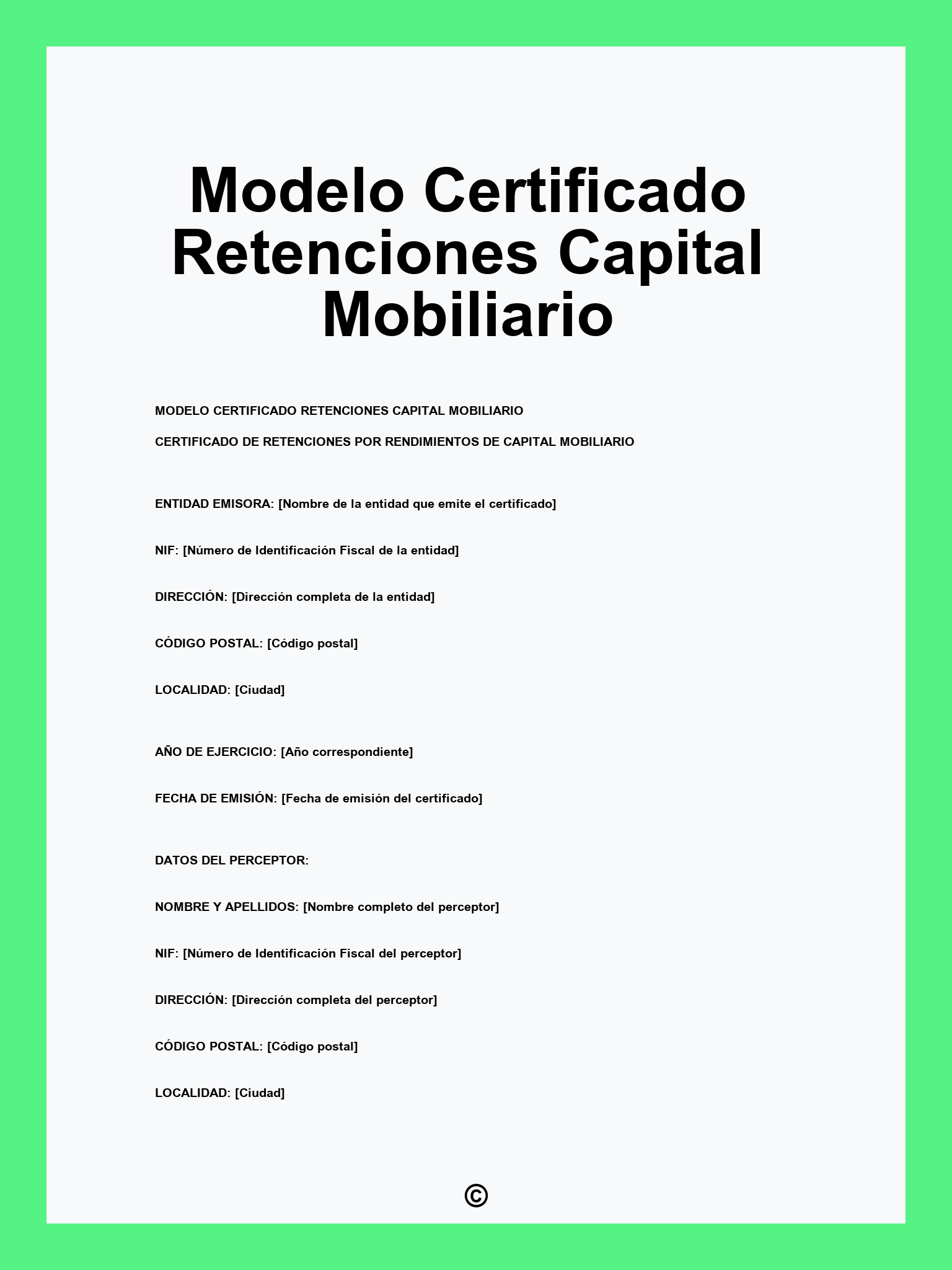 Modelo Certificado Retenciones Capital Mobiliario