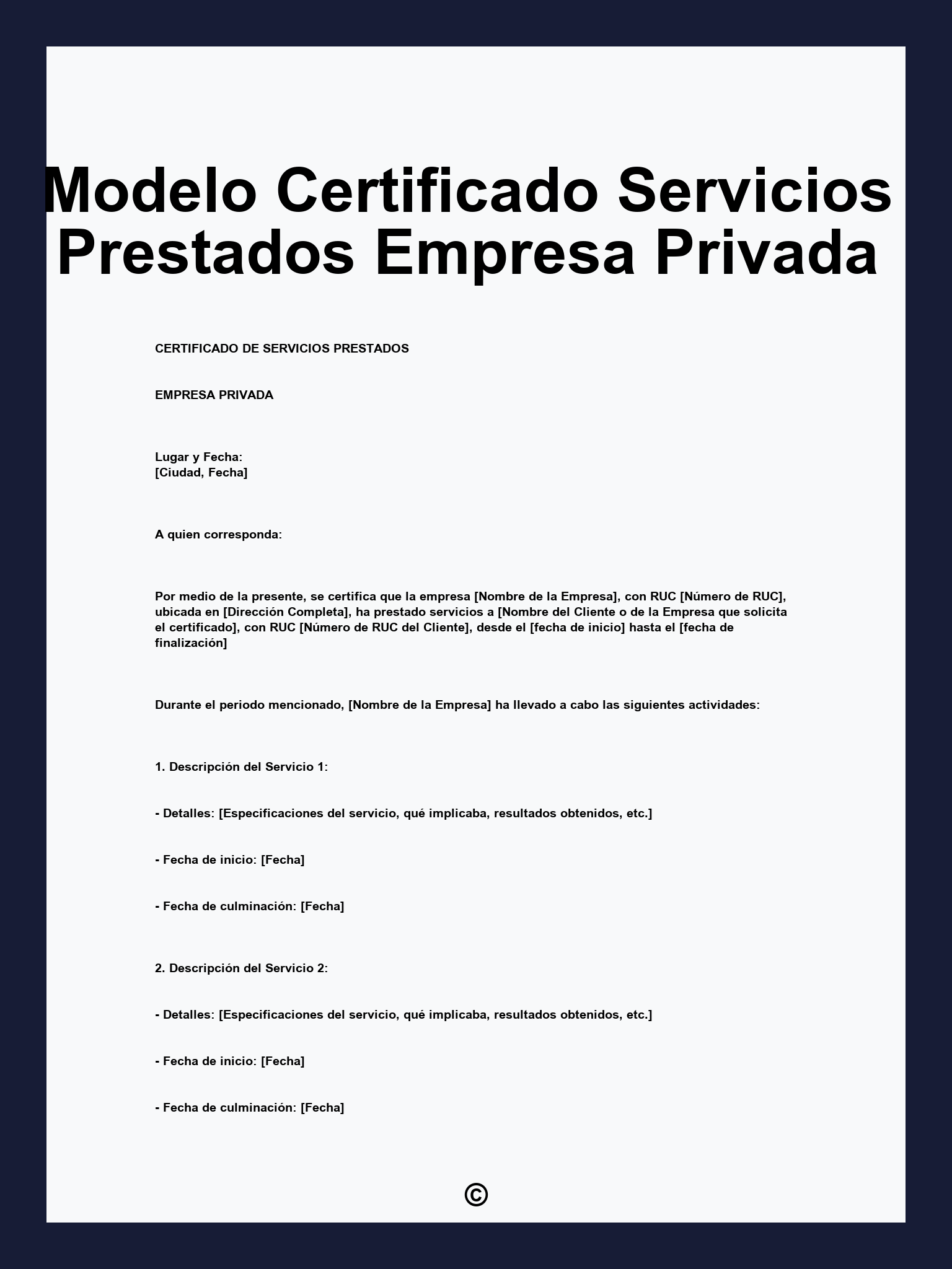 Modelo Certificado Servicios Prestados Empresa Privada