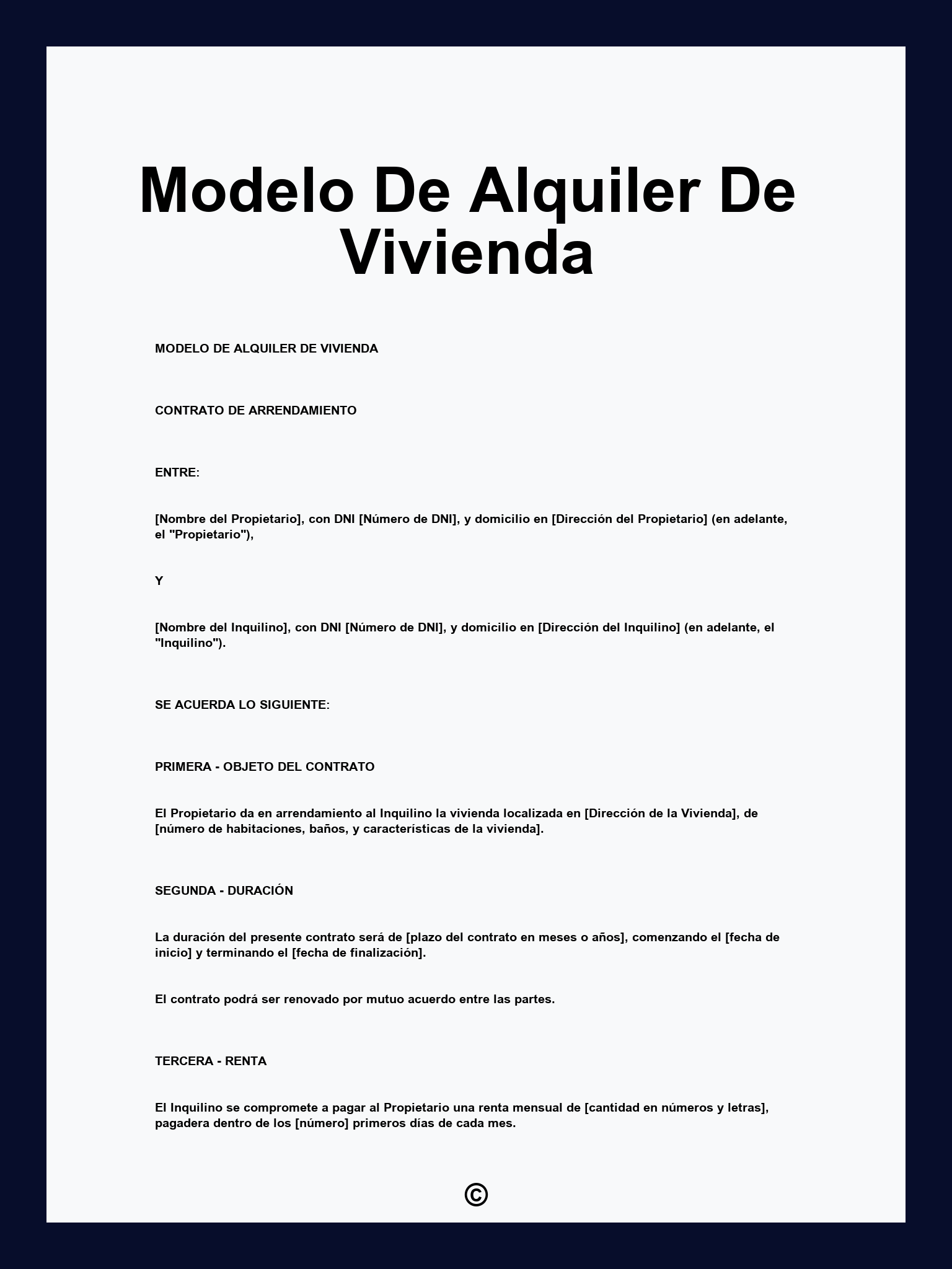 Modelo De Alquiler De Vivienda