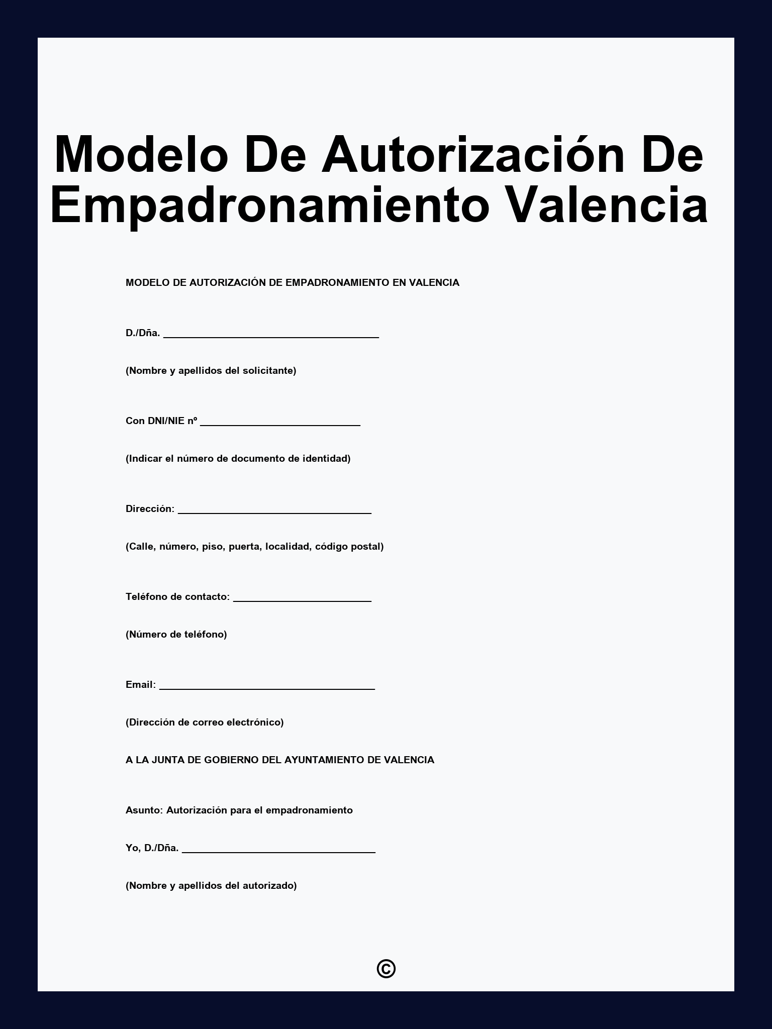 Modelo De Autorización De Empadronamiento Valencia