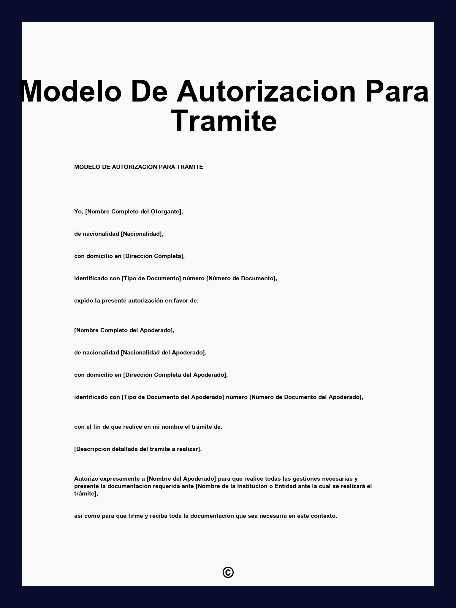 Modelo De Autorizacion Para Tramite