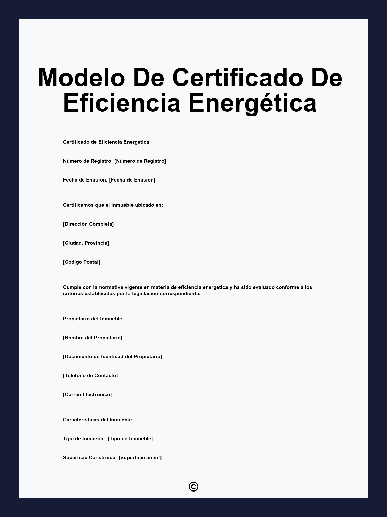 Modelo De Certificado De Eficiencia Energética