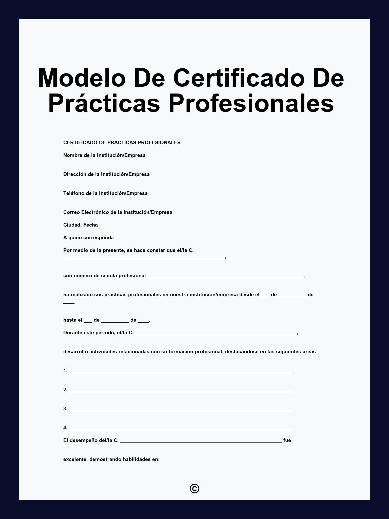 Modelo De Certificado De Prácticas Profesionales