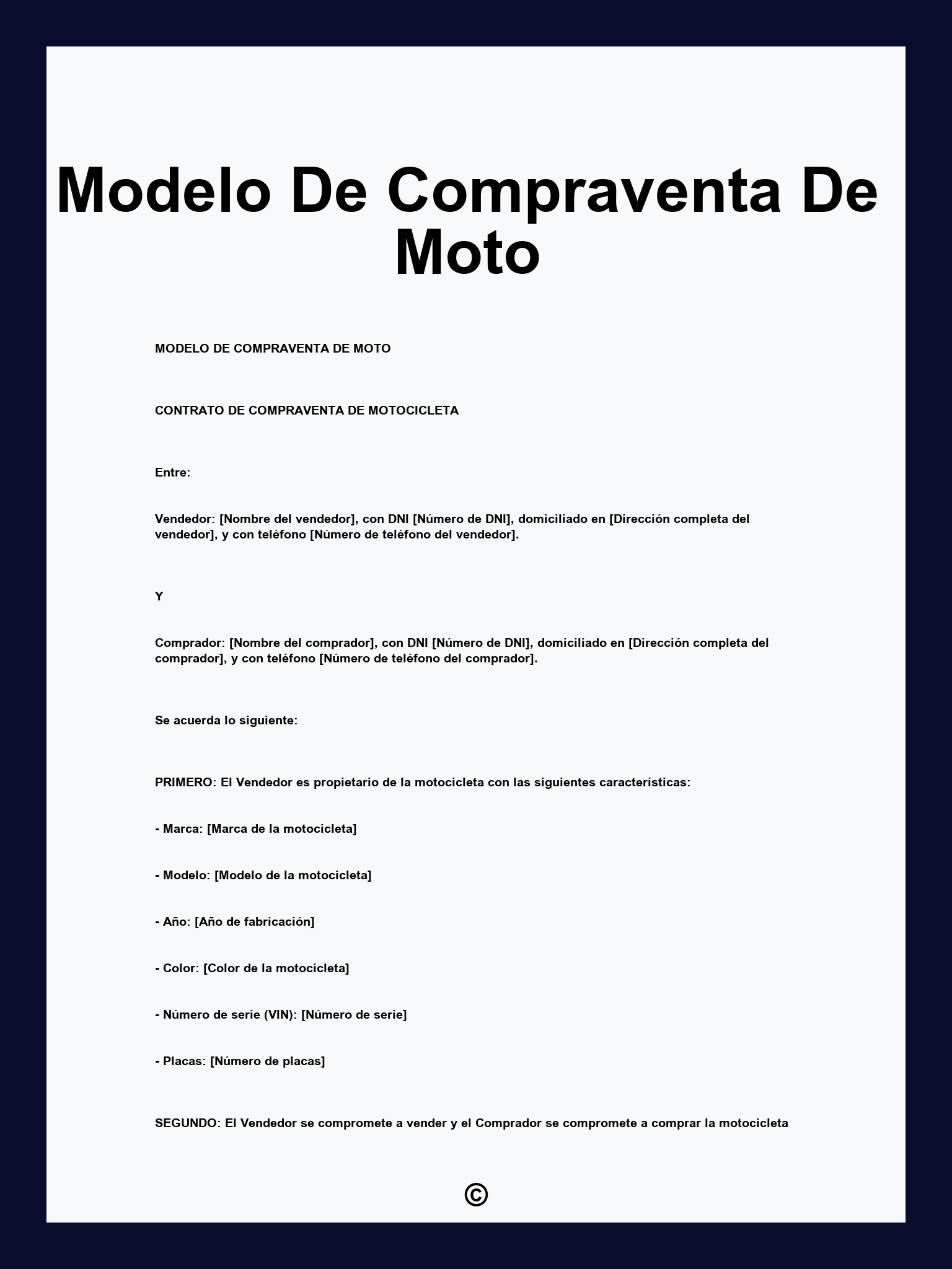 Modelo De Compraventa De Moto