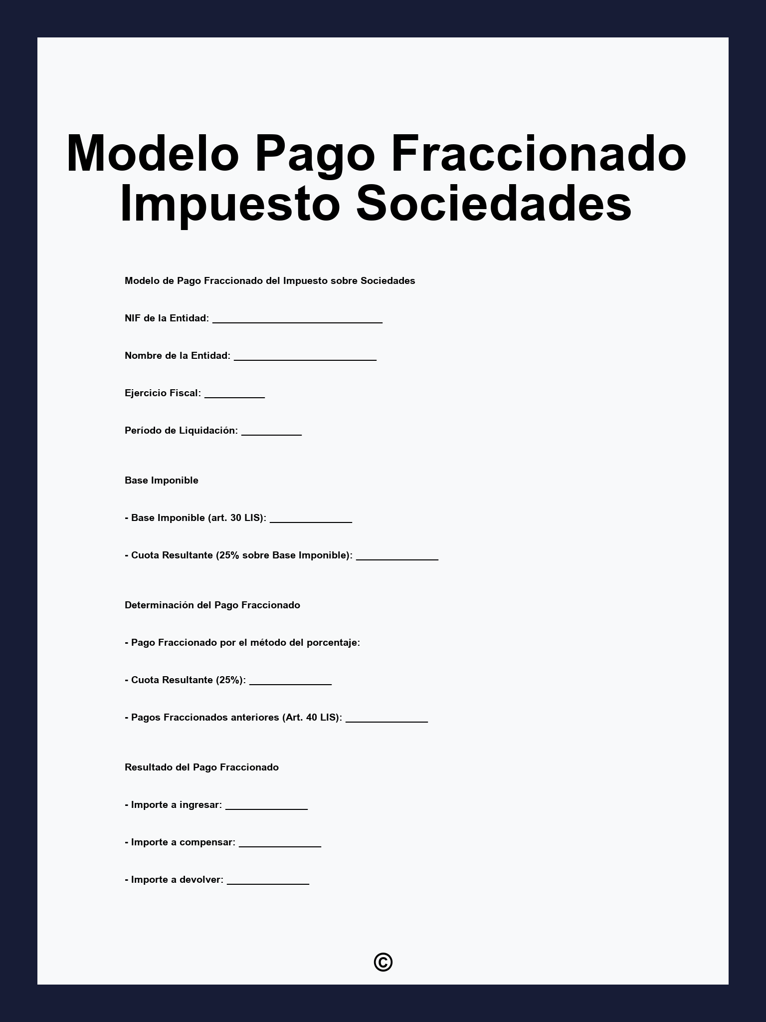 Modelo Pago Fraccionado Impuesto Sociedades