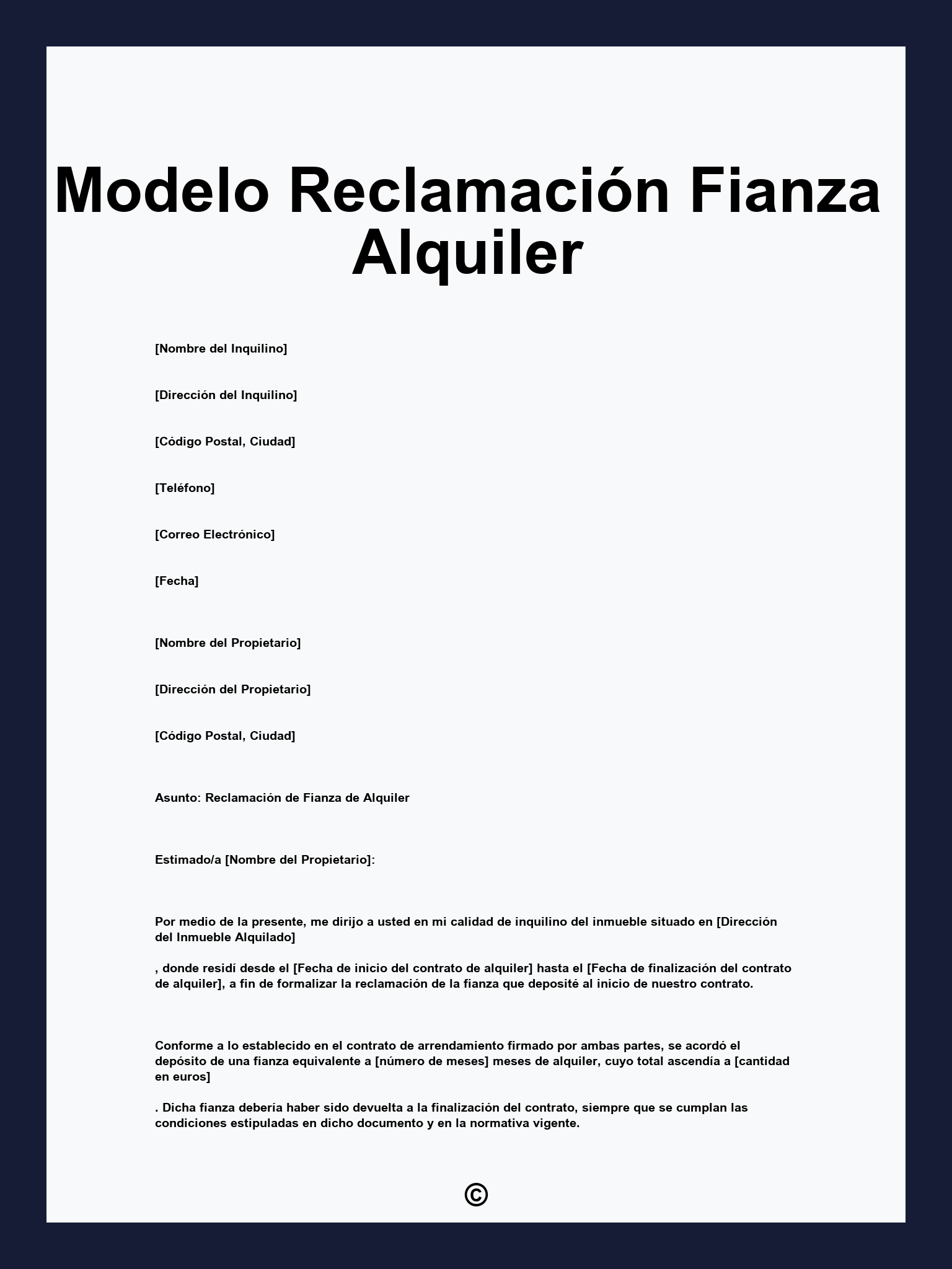 Modelo Reclamación Fianza Alquiler